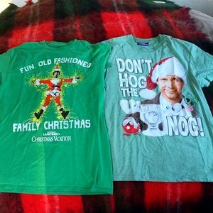 Lampoon Christmas T shirts Chevy Chase Holiday double feature 2 pcs sz Medium